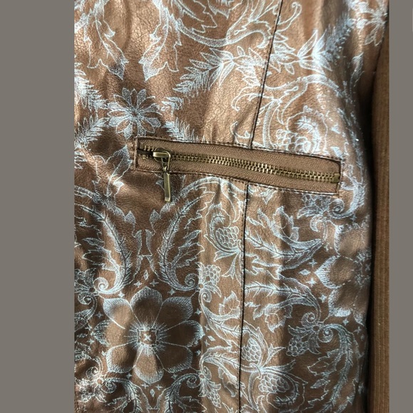 Fleur By David Rodriguez Floral Jacket Brown Teal - Picture 2 of 5